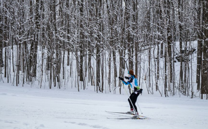 A woman following APSI Nordic Level 1 Ski Instructor Course