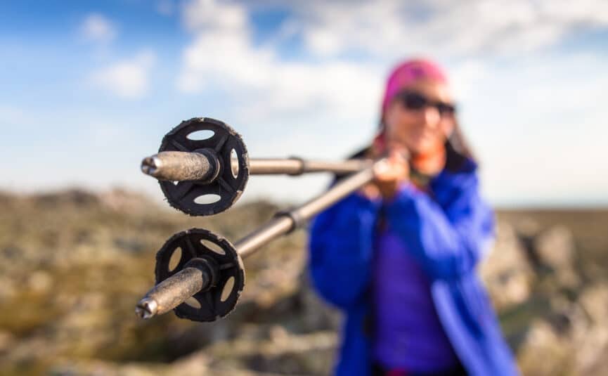 The Tip Of Hiking Poles With Rings
