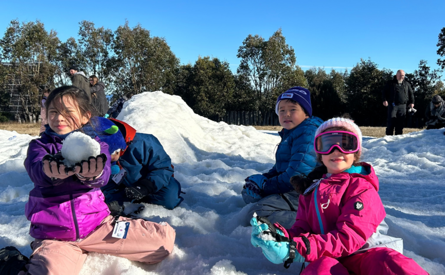 children playing in snow
