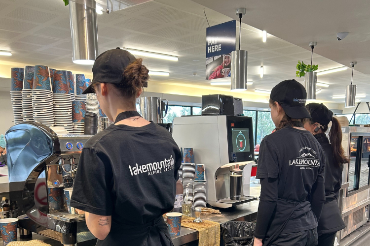 making coffee in cafe